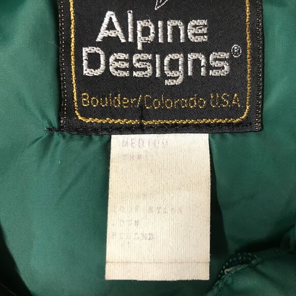 VINTAGE ALPINE DESIGNS ~ WOMENS MEDIUM ~ GREEN PEACH DOWN PUFFER FULL ZIP VEST - Picture 6 of 6